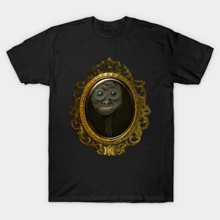 Ghoulish Zombie Alien Friend in Gold Gothic Frame T-Shirt